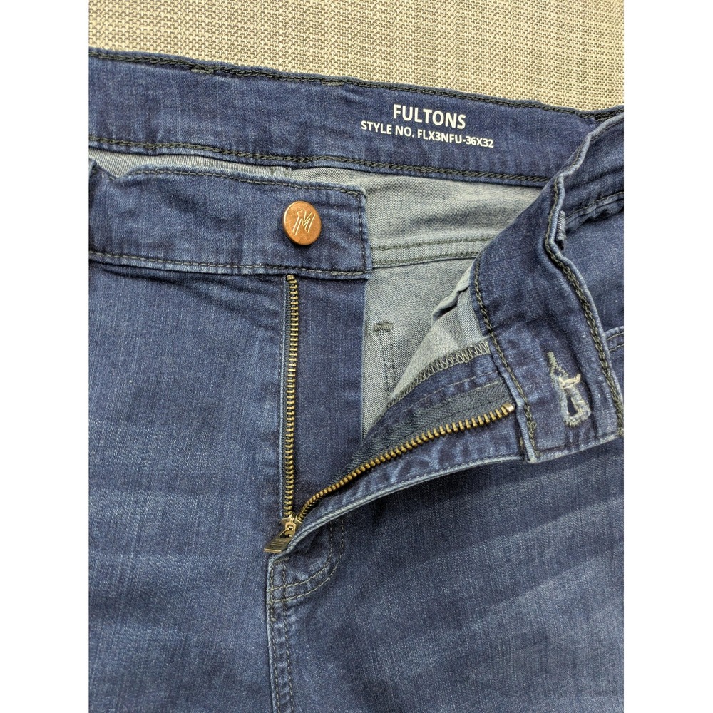 Mugsy Fultons Jeans Mens 34x31 (36x32) Blue Medium Wash Tapered Stretch Denim - Picture 6 of 12